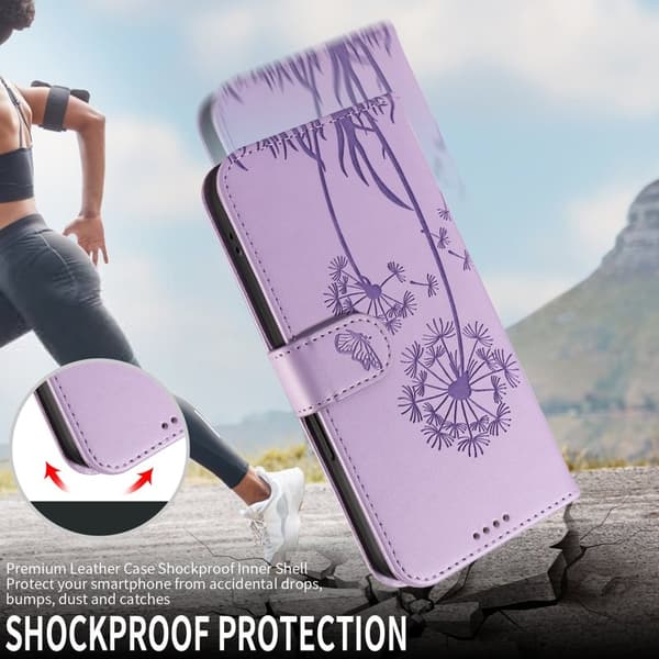 Samsung Galaxy S26+ Plånboksfodral Konstläder Med Rem Dandelion - Lila