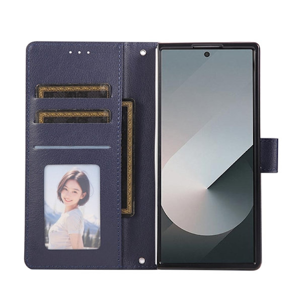 Galaxy Z Fold 7 Plånboksfodral Med Handledsrem - Blå Blå