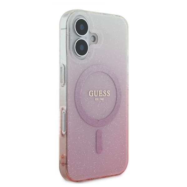 Guess telefontaske til iPhone 16 6.1 MagSafe IML Glitter Gradient - Lyserød