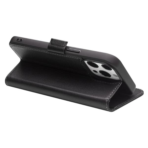 QIALINO iPhone 13 Pro Plånboksfodral Äkta Läder Flip Folio Svart