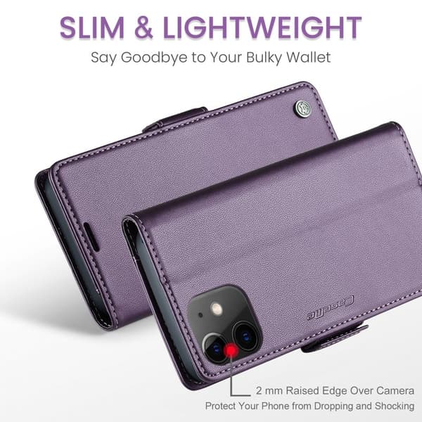 CASEME Plånboksfodral Konstläder för iPhone 12/12 Pro - Lila