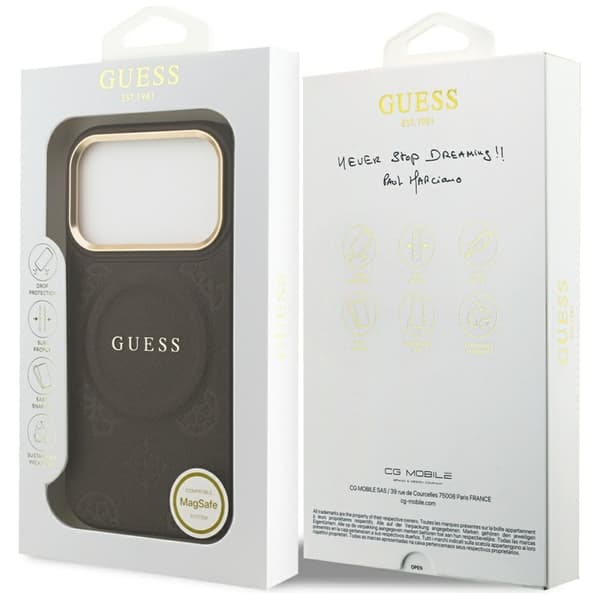 Guess Mobilskal till iPhone 17 Pro Max Magsafe Peony Hot Stamp - Brun Brun