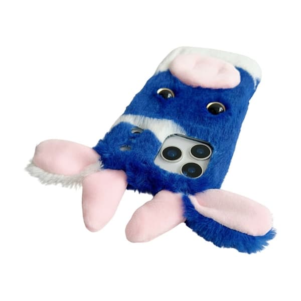 Mobilskal till iPhone 17 Pro Fluffy Cute Cow Plush TPU - Blå Blå
