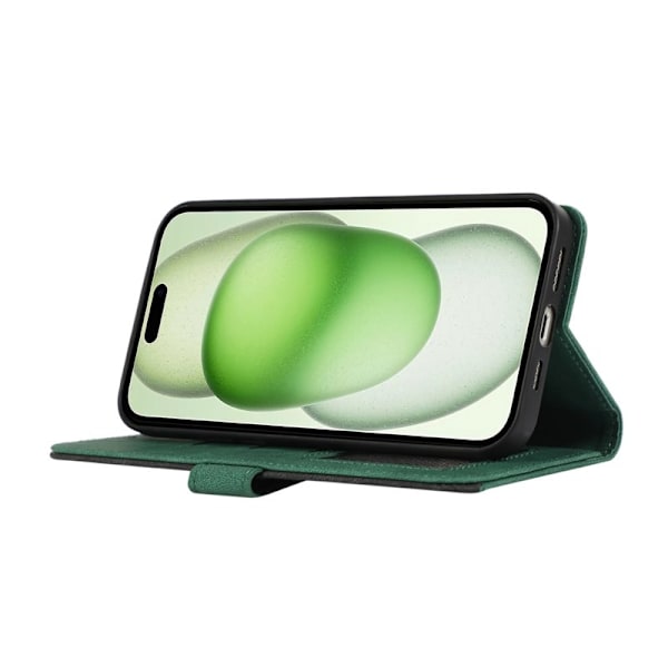 ABEEL iPhone 15 Plus Konstläder Plånboksfodral RFID-Skydd Grön