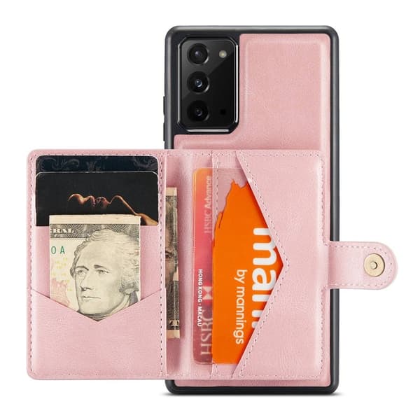 JEEHOOD Galaxy Note20 Plånboksfodral Detachable Konstläder TPU Roséguld