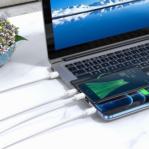 Hoco 3in1 USB-A/MicroUSB/Lightning/Typ-C Kabel 1m 2A X74 - Vit Vit