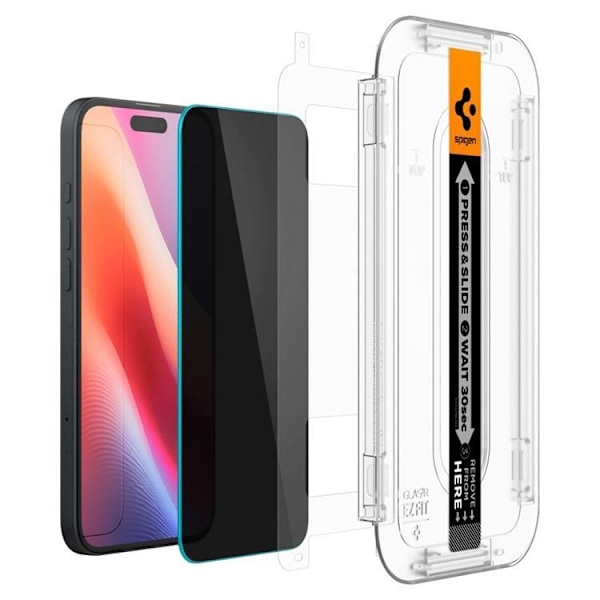 [2-Pack] Spigen iPhone 15/16 Härdat Glas Skärmskydd Privacy Svart