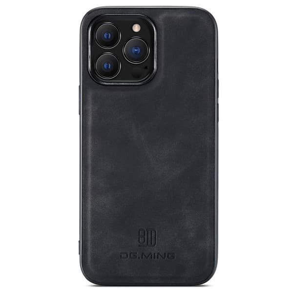 DG.MING iPhone 14 Pro Konstläder Plånboksfodral Svart med Ställning