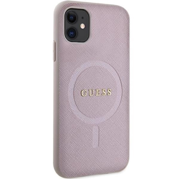 Guess iPhone 11/XR Mobilskal Magsafe Saffiano - Pinkki Rosa