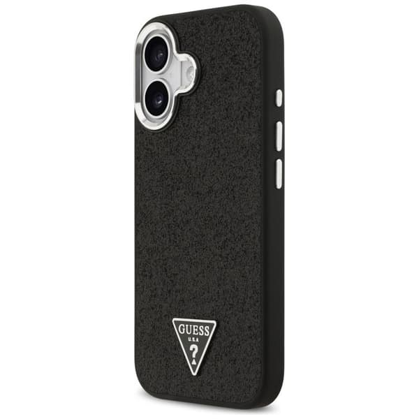 Guess Telefontaske til iPhone 17 MagSafe Glitter Triangle Logo - Sort Svart