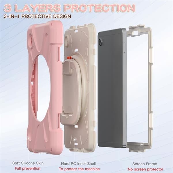 Mobilskal till Galaxy Tab A9 Kickstand Handle Grip - Rosa Rosa