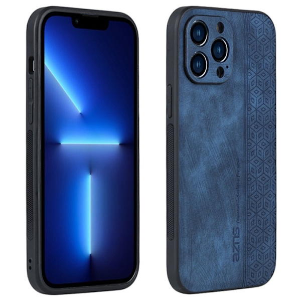 AZNS iPhone 14 Pro Plånboksfodral Konstläder - Blå