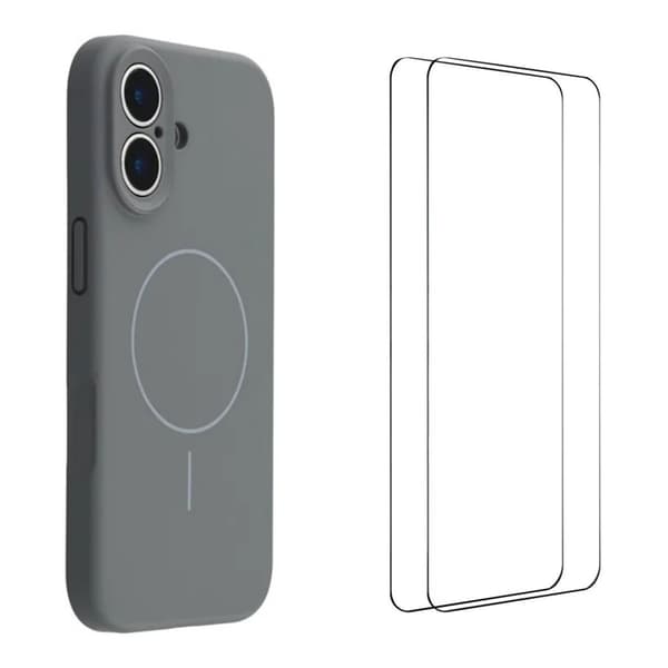 WANLONFENG Mobilskal till iPhone 17 MagSafe Med 2Pcs Härdat Glas XQ1 Grå