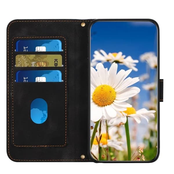 iPhone 17 Pro Plånboksfodral Floral Konstläder - Svart Svart