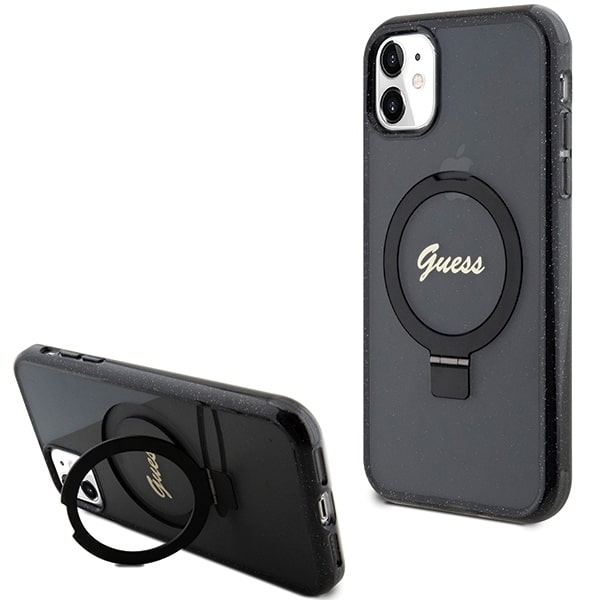 Guess Mobilskal till iPhone 11 / Xr MagSafe Ring Stand Script Glit MagSafe