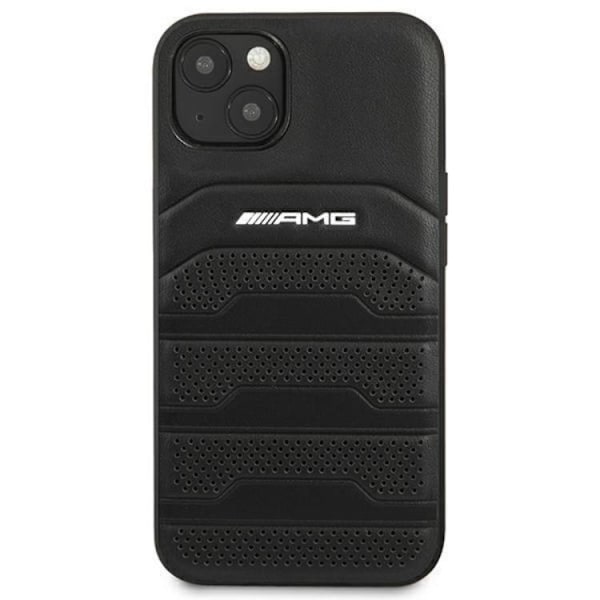 AMG iPhone 14 Plus Skal Läder Debossed Lines - Svart Svart