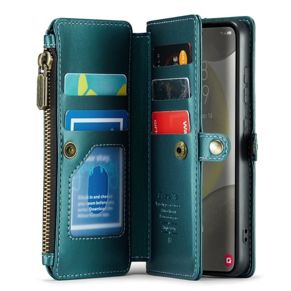CASEME Plånboksfodral Konstläder för Samsung Galaxy S24+ - Grön