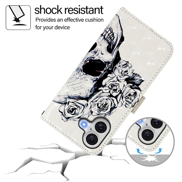 iPhone 17 Plånboksfodral Printing Pattern Med Strap Vit