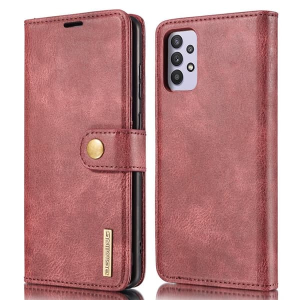 DG.MING Samsung Galaxy A32 5G Plånboksfodral Äkta Läder Detachable Röd