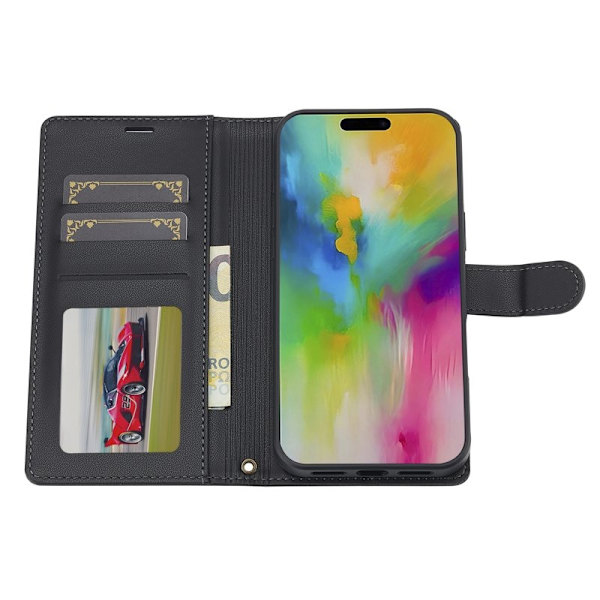 LC.IMEEKE L2 Series iPhone 17 Plånboksfodral Konstläder - Svart