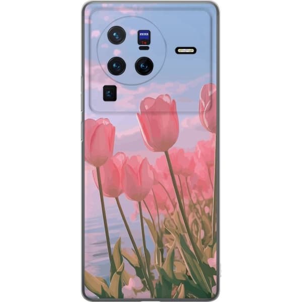 Mobilcover til vivo X80 Pro med lyserøde tulipaner