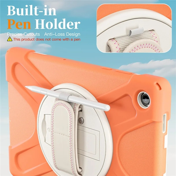 Mobilskal till Galaxy Tab A11 Plus Kickstand Silikon Axelrem Orange