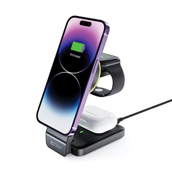 Tech-Protect 3in1 Magsafe Trådløs Oplader iPhone/Apple Watch/Air Svart