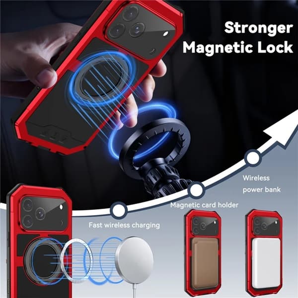 R-JUST Mobilskal till iPhone 17 Pro Max Magsafe Kickstand Röd