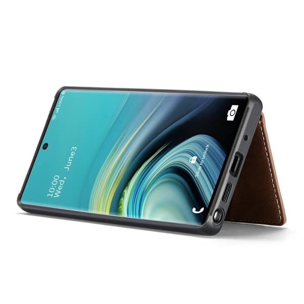 JEEHOOD Galaxy Note20 4G/5G Konstläder Plånboksfodral med Ställ - Brun