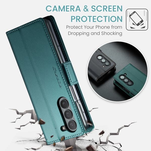 CASEME Plånboksfodral Konstläder för Samsung Galaxy Z Fold5 5G - Grön