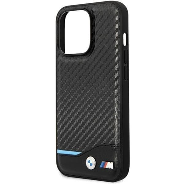 BMW iPhone 13 Pro Max Mobilskal Læder Carbon - Sort Black