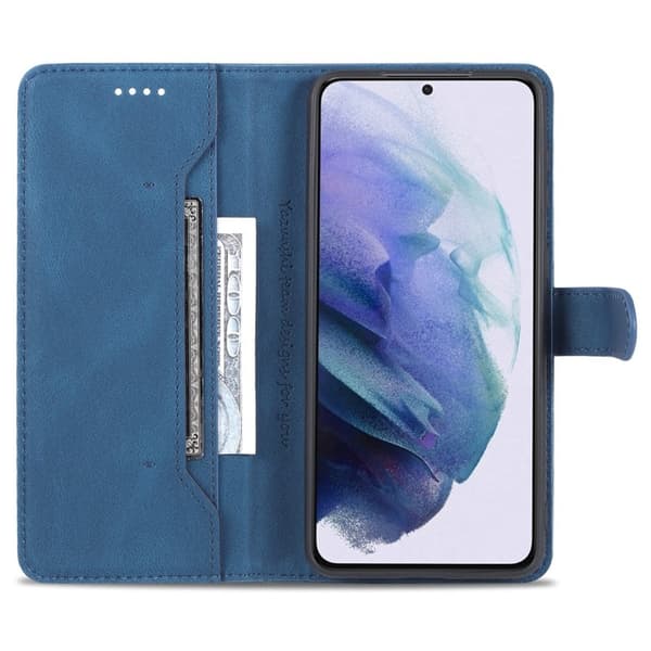 AZNS Stand Samsung Galaxy S22 Plånboksfodral Konstläder - Blå
