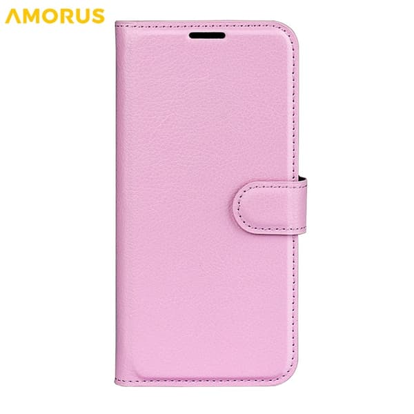 AMORUS iPhone Air Konstläder Plånboksfodral Flipstativ Litchi - Rosa Rosa