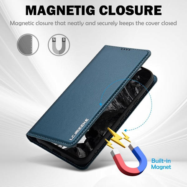 LC.IMEEKE L1 Series Google Pixel 8a Plånboksfodral Konstläder - Blå