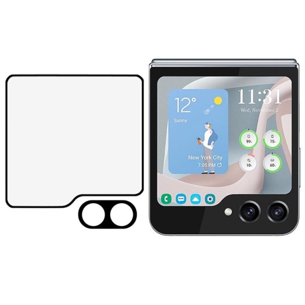 [1-PACK] Galaxy Z Flip 5 Härdat Glas Skärmskydd - Svart