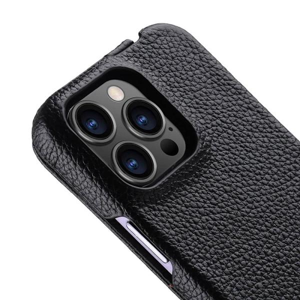 MELKCO Mobilskal till iPhone 15 Pro Max Äkta Läder + PC Vertikal - Blå