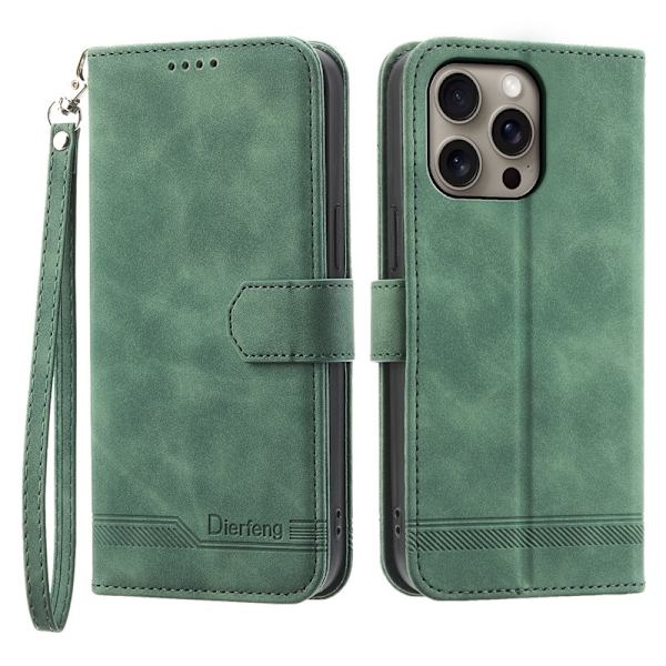 DIERFENG DF-03 iPhone 16 Pro Max Plånboksfodral Konstläder - Grön