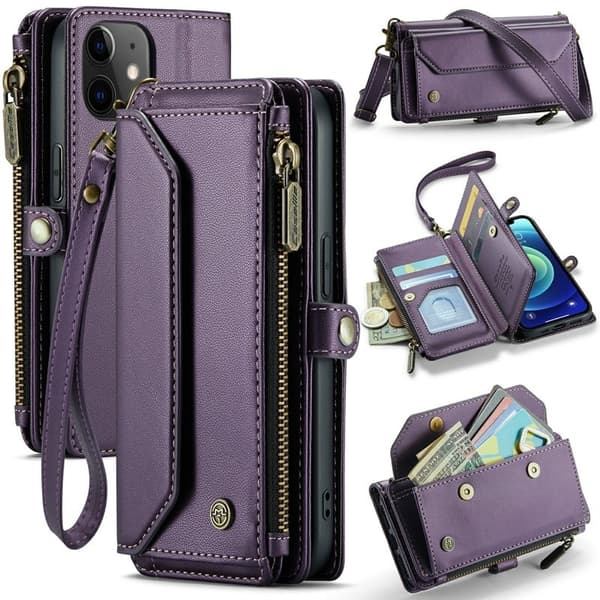 CASEME Plånboksfodral Konstläder för iPhone 12/12 Pro - Lila