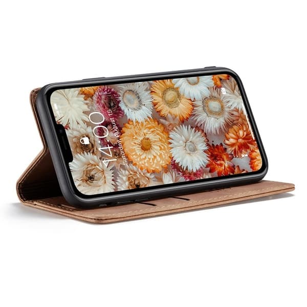 CASEME 013 Flip Konstläderplånboksfodral till iPhone 11 - Brun
