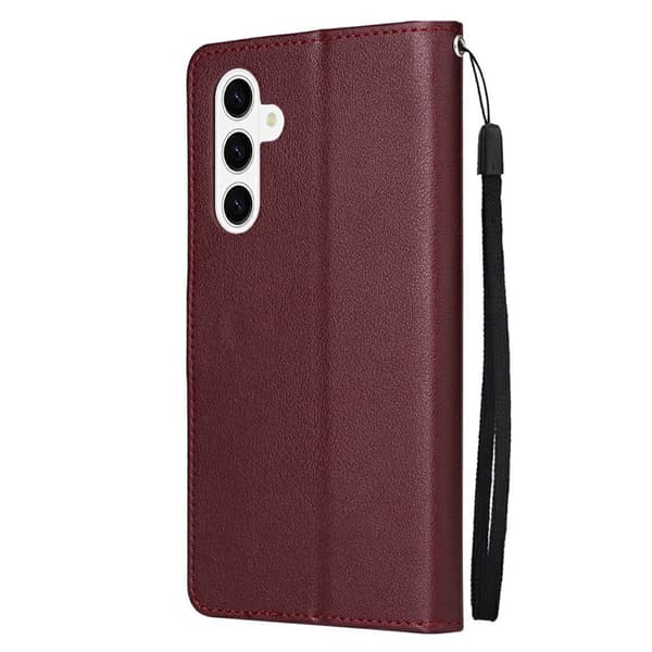 Plånboksfodral för Samsung Galaxy S26 Plus Konstläder Kickstand - Vinröd