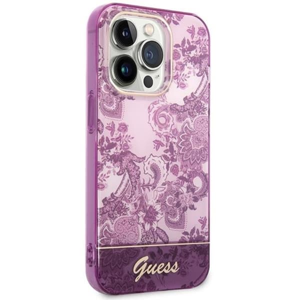 GUESS iPhone 14 Pro Max Skal Porcelain Collection - Fuschia Rosa