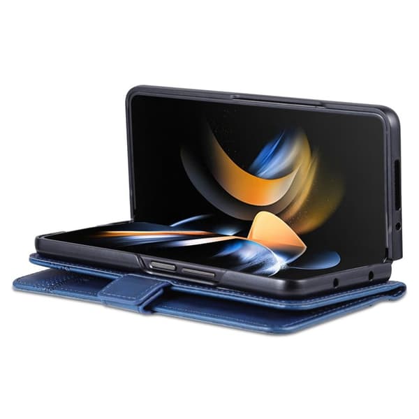 AZNS Samsung Galaxy Z Fold4 Plånboksfodral Konstläder - Blå