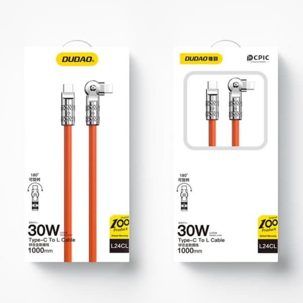 Dudao Kabel USB-C Till Lightning (1m) Angled - Orange Orange