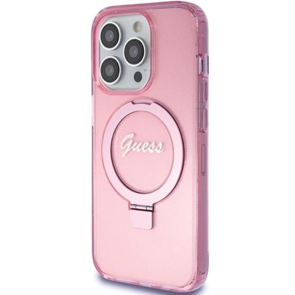 Guess iPhone 15 Pro Mobilskal Magsafe Ringställ Script Glitter
