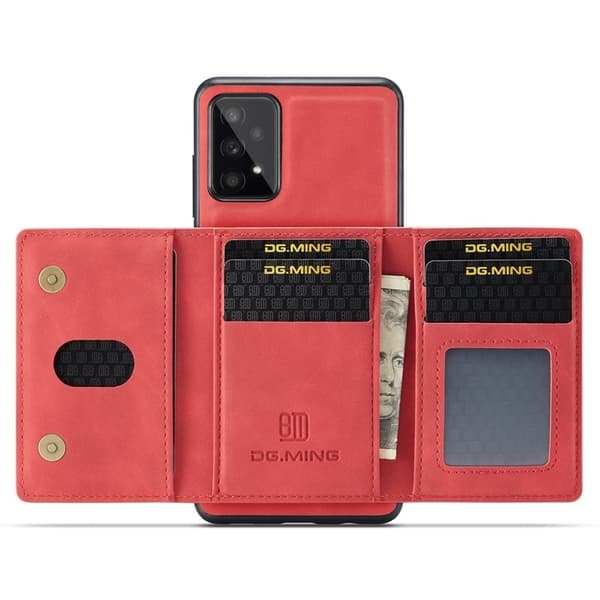 DG.MING 2-in-1 Konstläder Plånboksfodral Samsung Galaxy A53 Röd