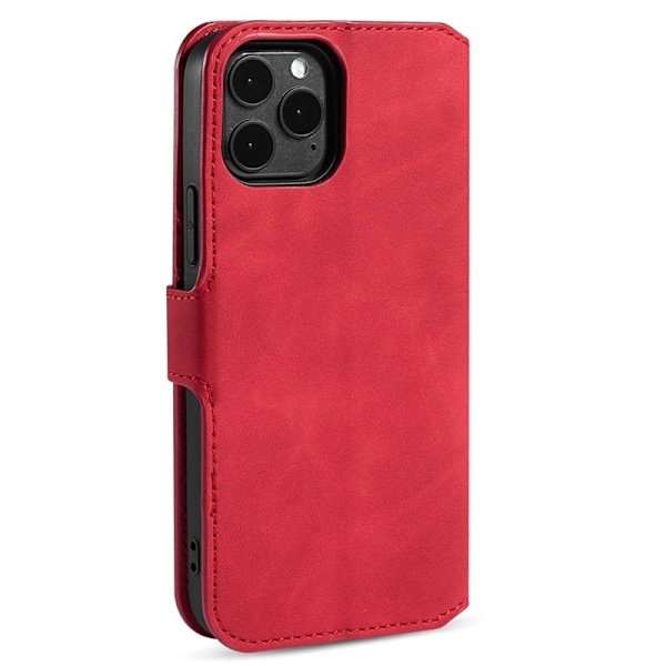 DG.MING Stand iPhone 13 Pro Konstläder Plånboksfodral Retro Röd