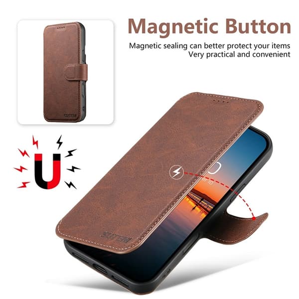 SUTENI iPhone 17 Konstläder Plånboksfodral Detachable Q-05 - Brun Brun