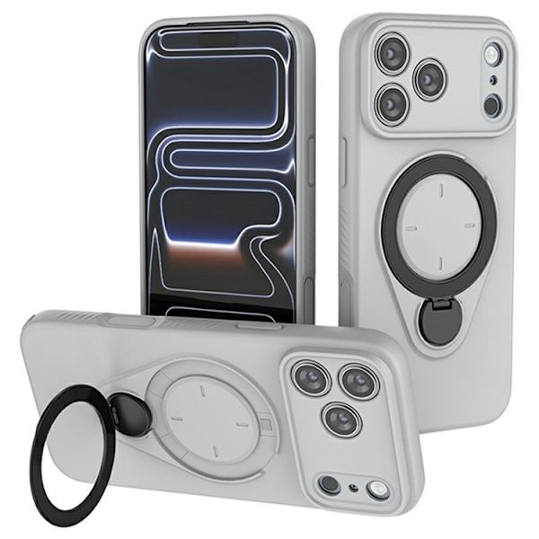 Mobilskal till iPhone 17 Pro Max MagSafe Rotating Kickstand TPU PC - Grå Grå