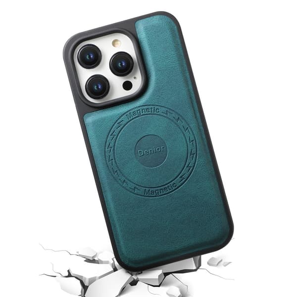 DENIOR A13 Mobilskal till iPhone 15 Pro Max PU Läder Coated PC - Grön