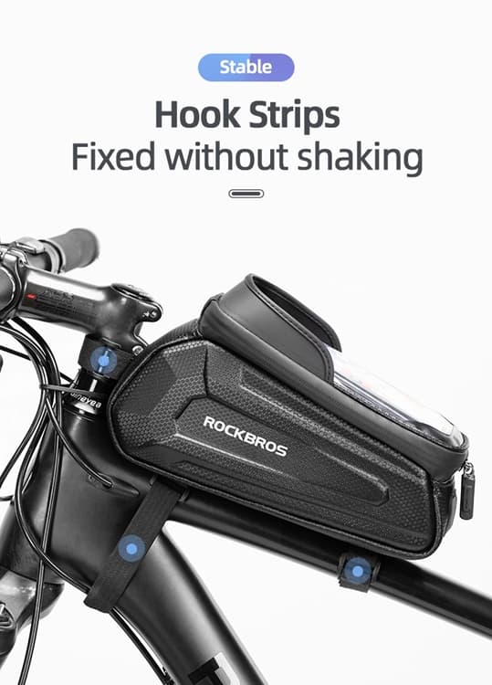Rockbros B68 Pansret Cykeltaske Med Mobilskal 1.5l - Sort Svart